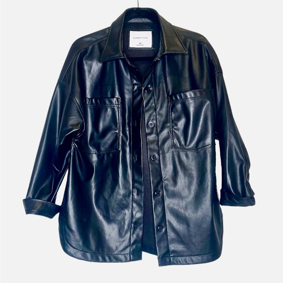 NWT Celebrity Pink Black Pleather Shacket Size XS - Picture 3 of 7